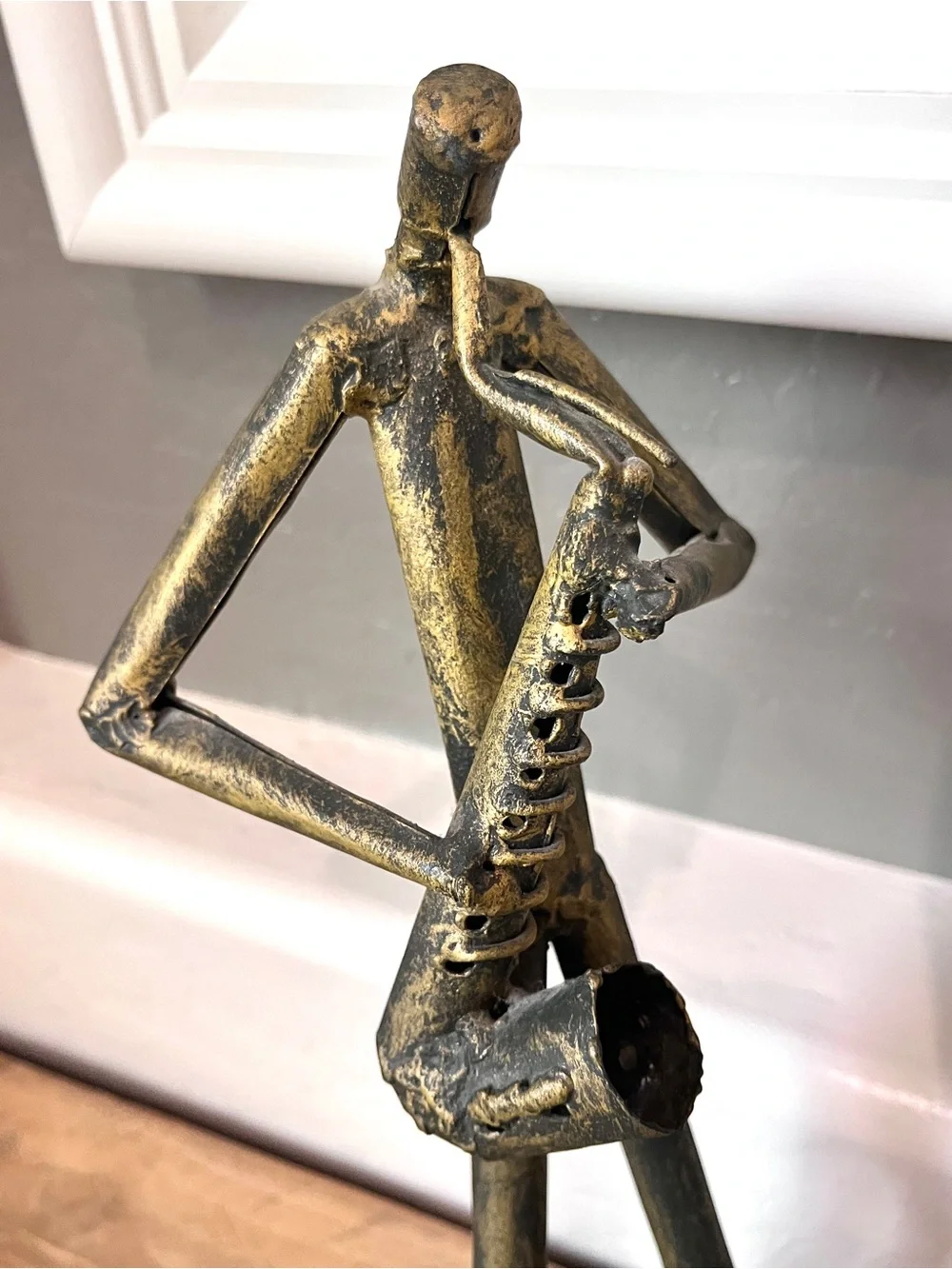 Vintage Z Gallerie Brutalist Metal Tube Jazz Band Musician Sculptures Set of 3